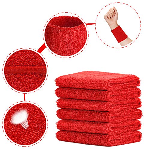 Image of Willbond Wrist Sweatbands, Sports Sweatbands for Competition, Sweat Absorbent, for Basketball, Tennis, Football, Running and Work (Pack of 6)