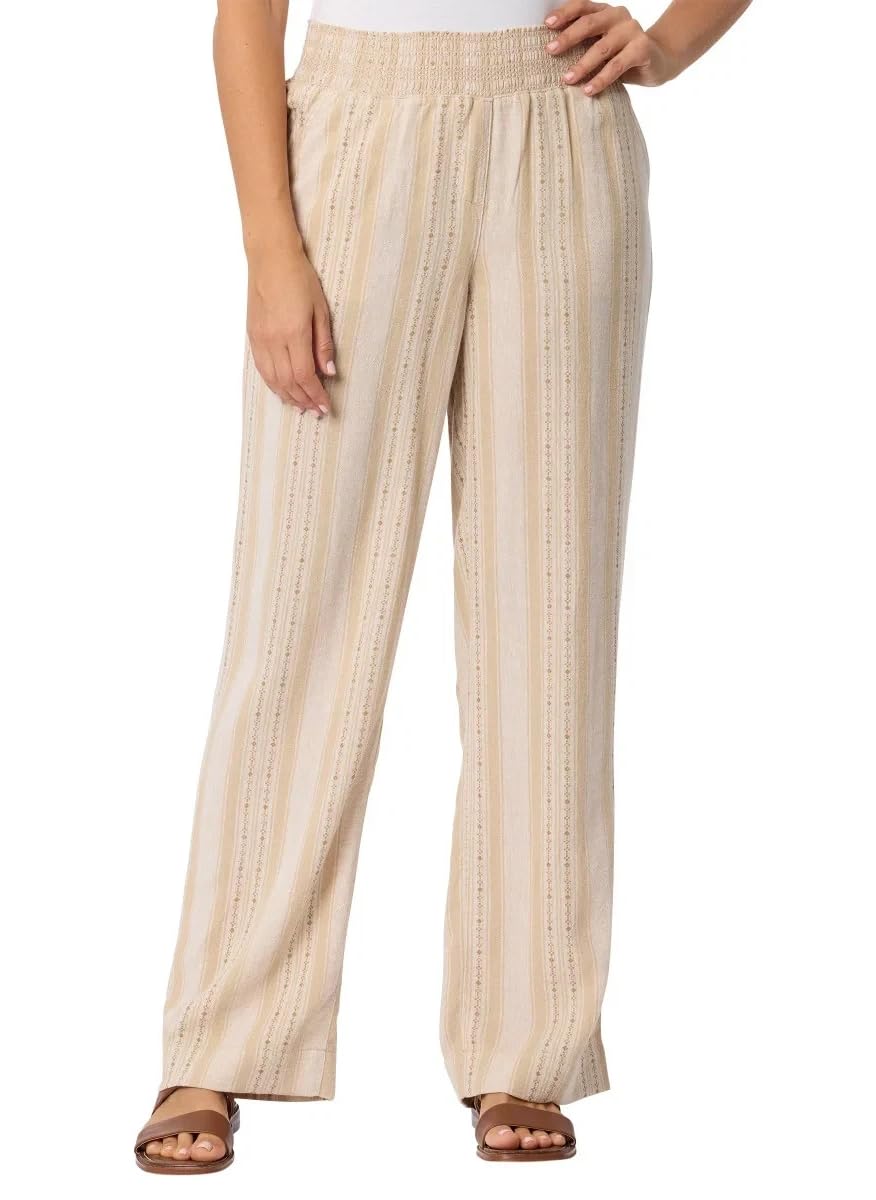 Briggs Womens Linen Rayon Blend Palazzo Pull On Pants