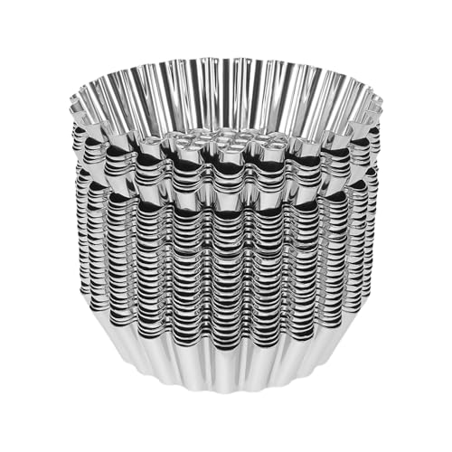 MAGICLULU 30 Piezas Moldes Mini Tartas de Acero Inoxidable Bandejas para Hornear con Borde de Flor Antiadherentes Reutilizables para Muffins Quiches y Postres Casa o Profesional