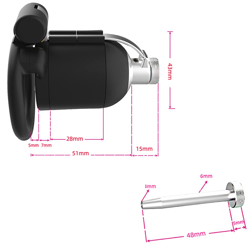 Keuschheitsgürtel für extreme Fetisch Männer, Harz 3D Peniskäfig mit 4 Cockringen ＆ hohl Dilatator Keuschheit Set CBT Folter mit Spikes SM Bondage Keuschheitskäfig (Bogenring)