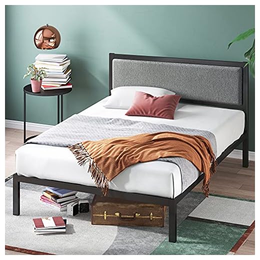 Zinus Korey 14" Steel Platform Bed Frame with Upholstered Headboard and Wood Slat Support, Full,AZ-ASMPCH-15F,Black