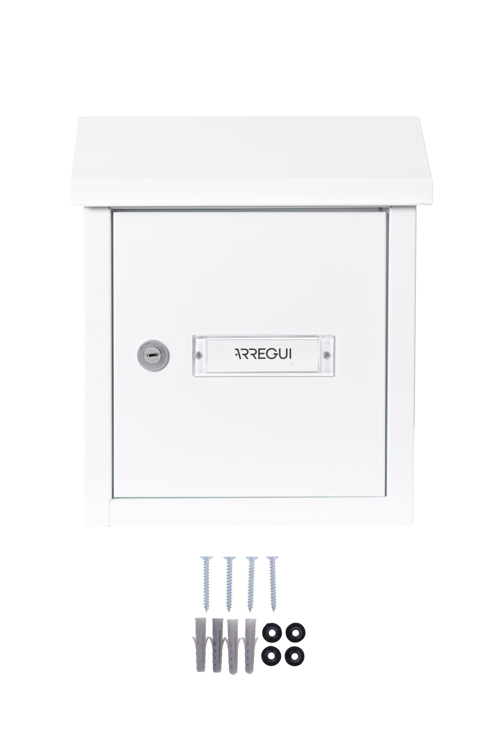 ARREGUI V4091 Boîte aux lettres en acier pour porte, mur et portail, Boîte aux lettres intérieure avec fente de 23 x 4 cm, Taille S (Courrier A5), Résistant aux intempéries, Installation facile, Blanc