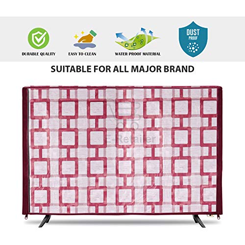 Image of Transparent LCD /LED T.V Protector Cover with Zipper Enclosure for 26 Inch Suitable for All Major Brand & Model (Color-Red, Size-25.5.3x17 Inches)