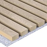 Metzler 2er Set - Akustikpaneele aus Echtholz Furnier | Wandverkleidung Wandpaneele Lamellenwand | Eiche klassisch | Filz grau | 120 x 60 cm
