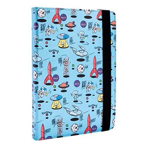 Silver HT - Funda Universal Estampada Space Blue Metal para Tablets de 9 a 10.4 Pulgadas. Funda con función Soporte y ángulo multiajustable Cover