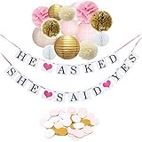 Bachelorette Party Decorations, Bachelorette Party Favors, Engagement Party Decorations - Party Decoration 17 Piece Kit By Gadeo Paper Flowers, Pom-Pom Lanterns, Banner, Variety Of Colors, Multi Use