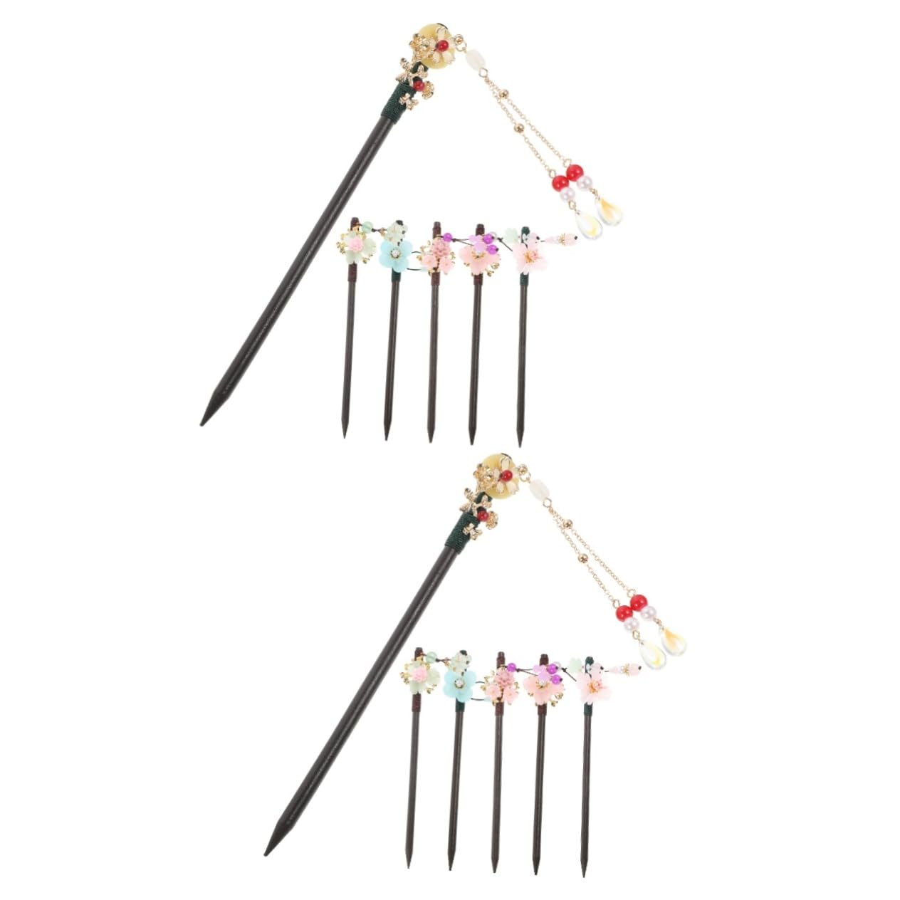 FRCOLOR 12 Piezas Horquilla Antigua De Estilo Chino Pinzas Para El Cabello Para Mujer Palitos Para El Cabello Flower Hair Accessories De Madera Perder Acrílico Las Flores Cabello Recogido