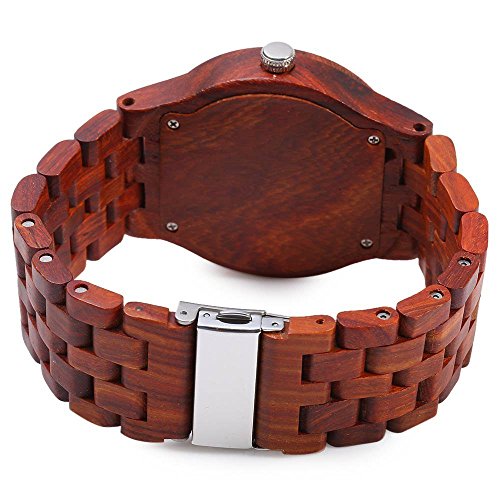 Bewell Men's Wooden Watches Handmade Analog Quartz Wristwatch Luxury Lightweight Date Retro Casual Watch - Image 4