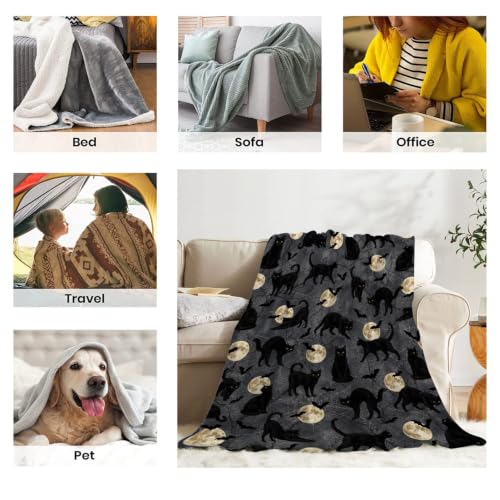 Black Cat Blanket,Cat Blanket for Women,Halloween Blanket Gifts for Kids - image 7
