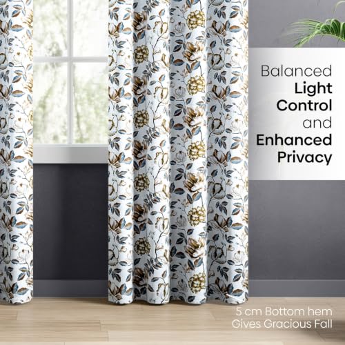 Image of haus & kinder Digital Printed Cotton Door Curtain 7 Feet Long Pack of 2 Door Curtains, 7 Feet Curtain for Door (Earthy Bloom, Multicolor 130x213 CM)