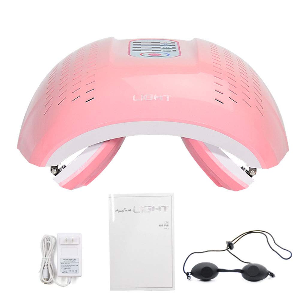 Photon Terapia de luz con máscara LED 7 colores lámpara dispositivo belleza máscara facial, fototerapia rejuvenecimiento la máquina el cuidado la piel, antiarrugas blanqueamiento salón spa,Rosado