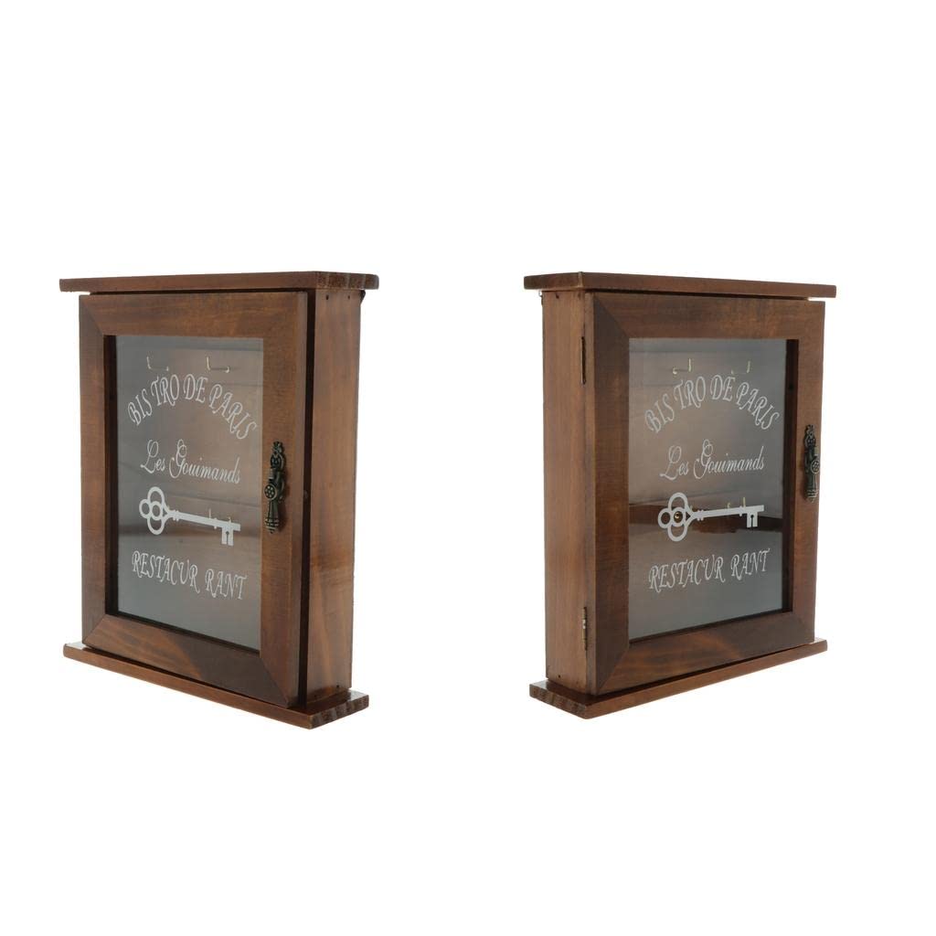 The Style Sutra 2pcs Sundry Finishing Box Creative Wooden Key Box Cabinet with 6 Hooks Brown | Home Decor| Key & Letter Holders-image-39