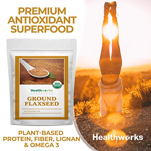 Healthworks Flax Seed Ground Powder Cold Milled Raw Organic (48 Ounces / 3 Pounds) | All-Natural | Contains Protein, Fiber, Omega 3 & Lignin/Lignan | Smoothies, Coffee, Shakes & Oatmeal #TOP3