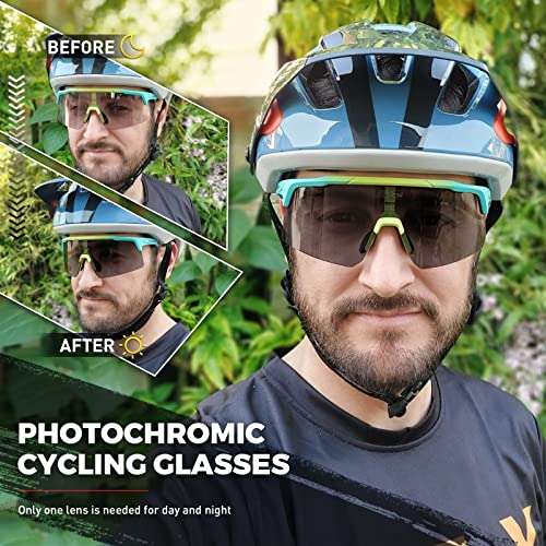 Scvcn Photochromic Cycling Glasses Clear Mountain Biking Gasses Men Women Mtb Sunglasses Transition Bicycle Riding Glasses Biking Sunglasses Cycle Glasses Motorcycle Goggles Road Bike Gasses Dark Gray #TOP7