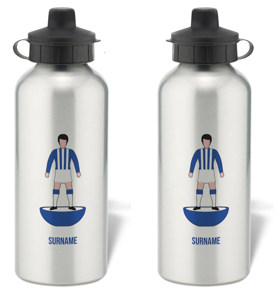 Personalised Sheffield Wednesday Player Figure Aluminium Sports Water Bottle - Silver Bottle — image 1