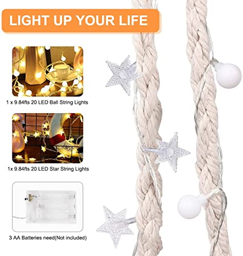Kashan Hanging Chair For Bedroom Hammock Chair Swing With Lights And Hardware Kits Holds Up To 550Lbs Macrame Swing Chair Hanging Cotton Rope Swing Chair For Bedroom thumb #8