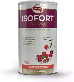 Isofort Beauty Whey Protein (Isolado e Hidrolisado) + Colágeno Verisol 450G Cranberry, Vitafor