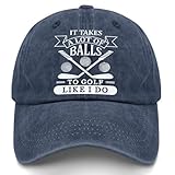Weiweiwu it Takes a lot of Balls to Golf Like i do hat for Women Vintage Cotton Washed Baseball Caps Navy Blue