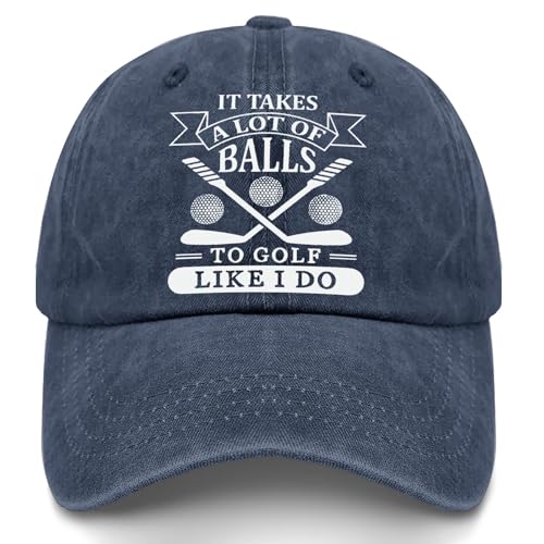 Weiweiwu it Takes a lot of Balls to Golf Like i do hat for Women Vintage Cotton Washed Baseball Caps Navy Blue