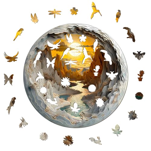 KAAYEE Holzpuzzle Erwachsene, 300pcs Puzzle Holz Gletscher, Wooden Puzzle Unregelmäßige Einzigartige Form Puzzleteile, Holzpuzzle Tierform, Holz Puzzle Mit Geschenkbox Aus Holz(30 x 30 cm, L)