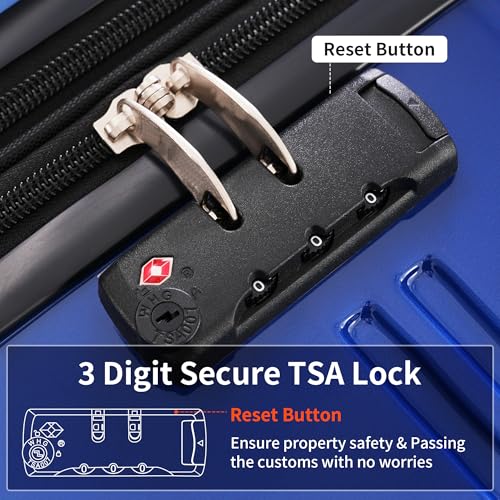 Hardshell Luggage Sets 3 Piece Gradient Color Expandable Suitcase with Spinner Wheels and TSA Lock Lightweight 20" 24" 28" Available (Blue and Light Blue)4