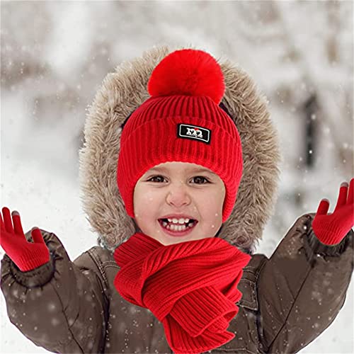 Kids Winter Hat Scarf Gloves Set for 3-10 Years Old Boys Girls Winter Knit Warm chenille Kids Hat Scarf Gloves Set4