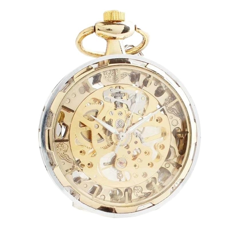 Reloj de Bolsillo Vintage, Cadenas de Reloj de Bolsillo, Reloj de Bolsillo Retro, Reloj de Bolsillo con Cadena mecánica Esqueleto Steampunk Reloj Colgante Cuerda Manual(Silver)