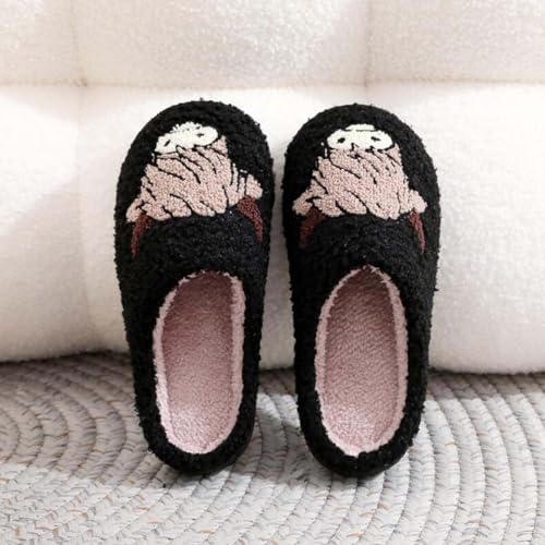 Image of Highland Cow Slippers for Women Plush Scottish Highland Cow Animal Slippers Warm Non Slip Home Indoor Slippers