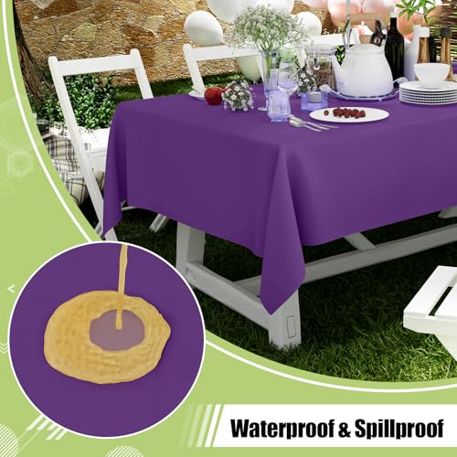 Image of Smiry Disposable Table Cloth 3 Pack, 54 x 108 Inch Waterproof Plastic Tablecloth, Decorative Rectangle Table Covers for Party, Birthday, Picnic, Purple