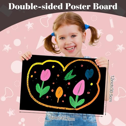 Image of 18 Pcs Black Poster Board Paper 12x18, ROOKEA Vision Boards Posterboard Bulk for School Projects Classroom Arts Craft Presentations Drawing Scrapbooking Blank Graphic Display