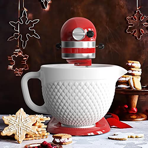 Image of GVODE Ceramic Bowl for KitchenAid Mixer, Fit 4.5-5Qt Ceramic Bowl for KitchenAid Mixers, Vintage Pineapple Design | Microwave & Dishwasher Safe Baking