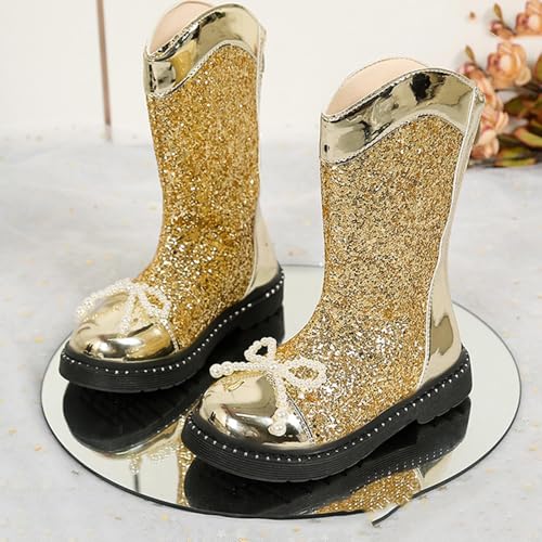 Glitter Girls Cowgirl Boots Low Heels Mid Calf Shiny Little Kid Western Horse Riding Shoes Party Birthday Dress Up2