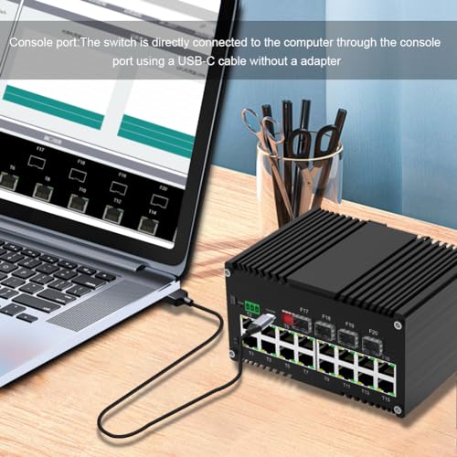 Image of Industrial Gigabit L2 Managed PoE Switch - 16 Ports 10 /100 /1000Mbps Web Management DIN Rail PoE Switch with 4 SFP Slots, Network PoE Switch Support ERPS, Ring Network, VLAN, STP, LACP, QOS