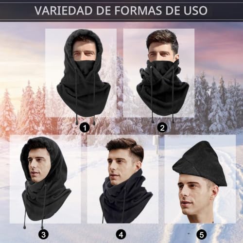 Miniatura 7 de Victerr Pasamontañas, Balaclava Máscara Moto Invierno Esquí Máscaras Faciales A Prueba Viento Calentador De Cuello Multifuncional Máscara Para Esquiar Corriendo Ciclismo Deportes Aire Libre Unisex
