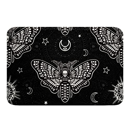 Sunnybed Gothic Badematte,Totenkopf Motte Badeteppiche Teen Skelett Knochen Boho Fußmatte Bohemian...