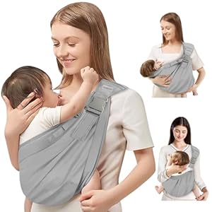 Baby Sling Carrier Newborn to Toddler,Updated Adjustable One Shoulder Labor-Saving Baby Holder Carrier,Tollder Sling Carrying 7-45 lbs（All-Season-Gray）
