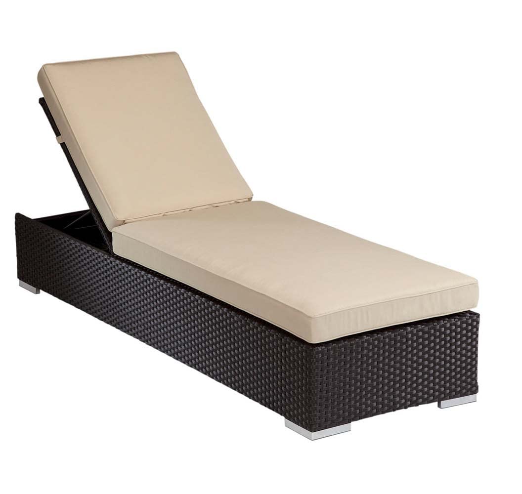 ROXXFLY Rattan & Wicker Outdoor Swimming Poolside Lounger Beach Sunbathing Lawn Patio Sun Lounger Chair with Cushion and Adjustable Backrest (Brown)