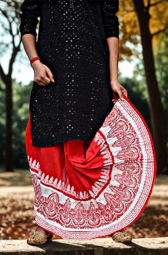 Image of Men's Ready to Wear Pant System Printed MAYUR PUCHHA Dhoti for Marriage, Pooja, Festival etc.(GC010)