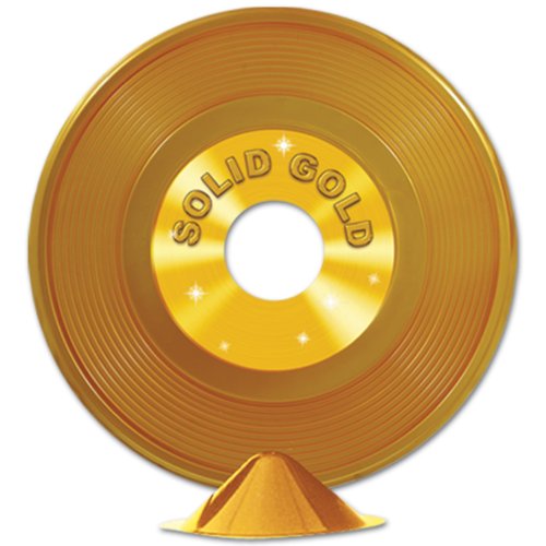 Beistle 12-Pack Gold Plastic Record Centerpieces, 9-Inch