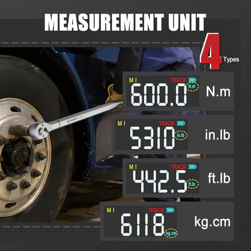 Image of VANPO Digital Torque Wrench 3 /4-Inch 22.1-442.5 Ft-Lb, for Trucks | 30-600Nm, ±2% Accuracy Heavy-Duty Electronic Torque Wrench with Triple Alert, Preset Memory for Heavy Automotive & Equipment