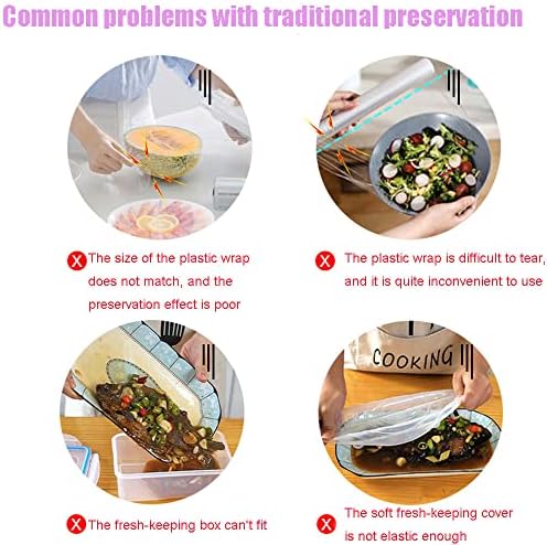 AWAVM 100 Pieces Retractable Fresh-keeping Bags, Fresh-keeping Bags, Fresh-keeping Refrigerator PE Kitchen Fresh-keeping Bags for Leftovers, Fruits, Meat Freshness Dust Cover (100)