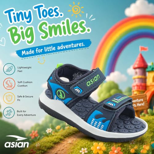 Image of ASIAN Henry-02 Kids Sports Sandals for Boys & Girls | Lightweight Sports Sandals with Soft Cushioning | Velcro Straps & Anti-Slip Grip Sole
