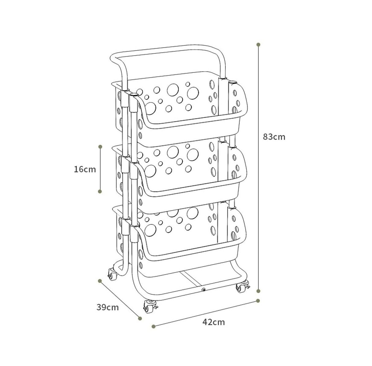 Serving Trolley Carrello Cucina Carrello Portaoggetti Da Cucina A 3 Ripiani Mobile Cesto Portafrutta E Verdura Per La Casa Con Ruote Dipensa o Bar(White)