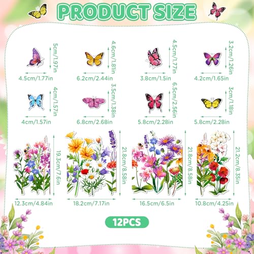 Imanes decorativos mariposas y flores para hogar 12 piezas miniatura 5