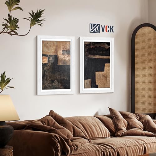 Image of VCK 12x18 Picture Frame 5 Pack, White Exclusive Wood, HD Glass, for Artwork