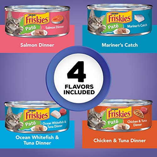 Purina Friskies Pate Wet Cat Food Variety Pack Seafood and Chicken Pate Favorites 40ct VP - (Pack of 40) 5.5 oz. Cans