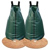 20gal Tree Watering Bag Slow Release with Coconut Fiber Mulch Ring, Deep Root&Slow Release&Automatic Drip Irrigation Watering System for Trees and Shrubs (2*Watering Bag +2* Mulch Mat)