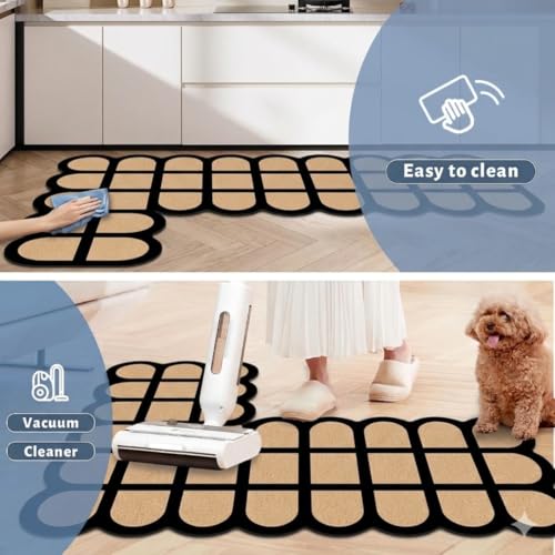 Image of Kitchen Anti Slip Mat for Floor, Waterproof Washable Kitchen Mats, Non Slip Kitchen Floor Mats for Home, Soft Mats for Kitchen, Kitchen Mats for Floor Anti Slip (Fancy Brown Ladder)