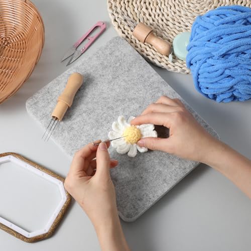 Image of 148 Pcs Needles Felting Tools, Professional Needle Felting Kit, 8 x 10 Inch Felting Pad with Needles Finger Guards Wooden Handle Scissor Bag for Beginner Professional DIY
