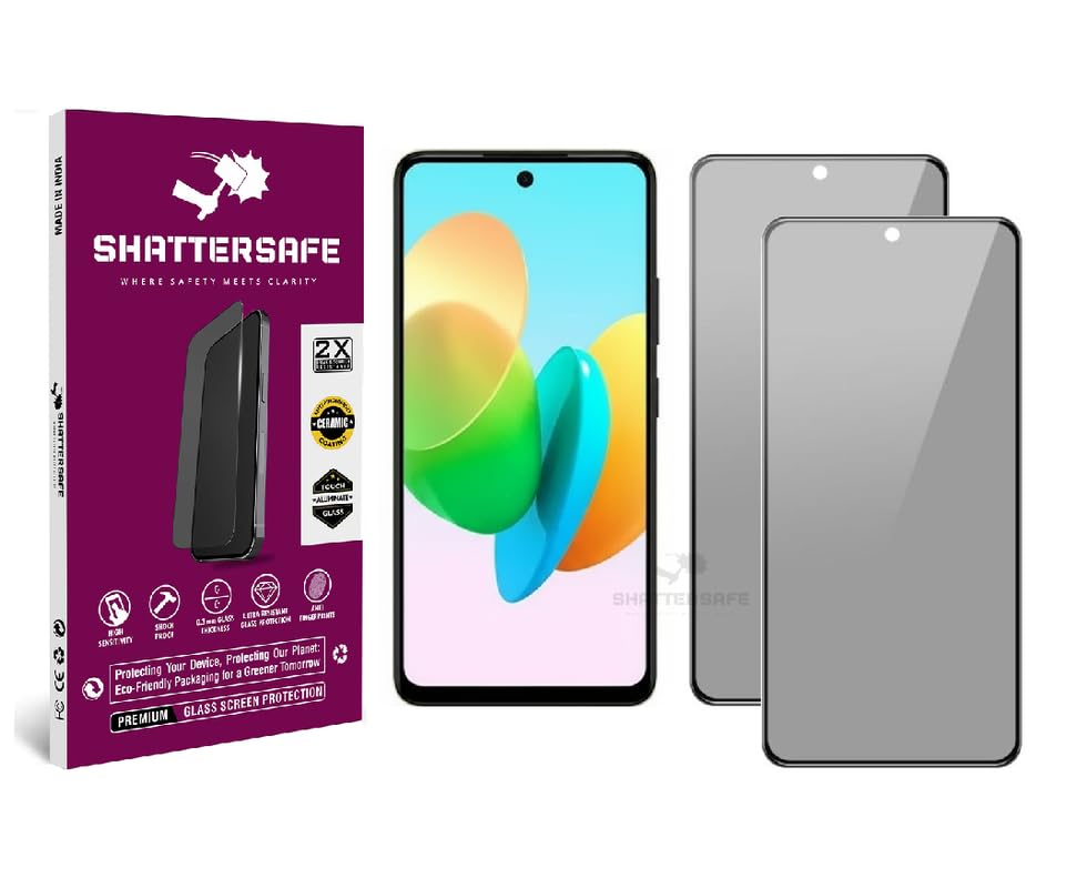 Image of Anti-Spy Privacy Tempered Glass Compatible For Tecno Spark 20P [Pack of 2]. 9H Hardness, Anti-Scratch, Edge-to-Edge Protection With Easy Installation Kit & Case Friendly Fit.